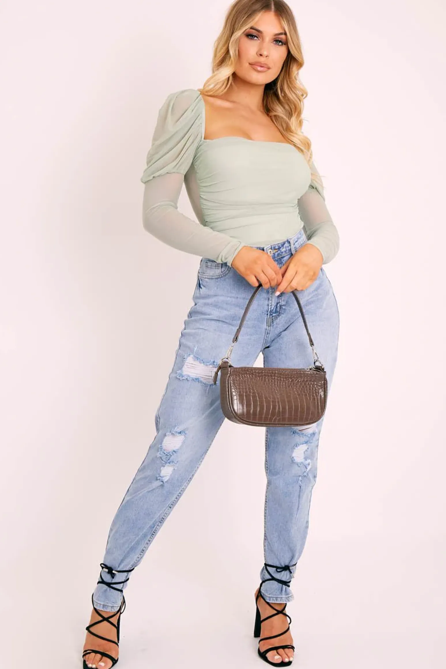 Rebellious Fashion Light Wash Rip High Rise Boyfriend Jeans - Lashae