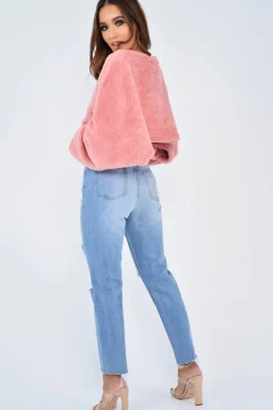 Rebellious Fashion Light Wash Two Tone Ripped Hem Jeans - Lollie