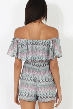 Rebellious Fashion Lilac Aztec Bardot Crochet Playsuit - Vittoria
