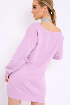 Rebellious Fashion Lilac Bardot Sweater Dress - Ariel