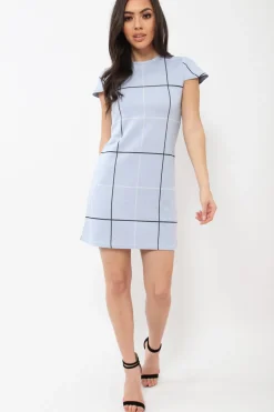 Rebellious Fashion Lilac Check Print Mini Dress - Lorna