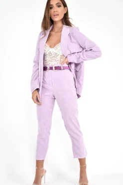Rebellious Fashion Lilac Corduroy High Waist Tapered Trousers - Emmelia
