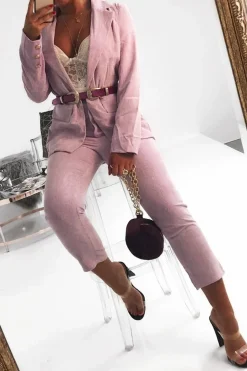 Rebellious Fashion Lilac Corduroy High Waist Tapered Trousers - Emmelia