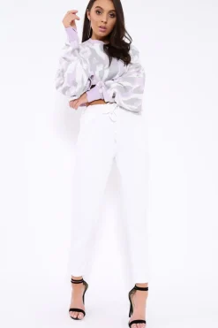 Rebellious Fashion Lilac Cropped Batwing Camo Jumper - Lizy