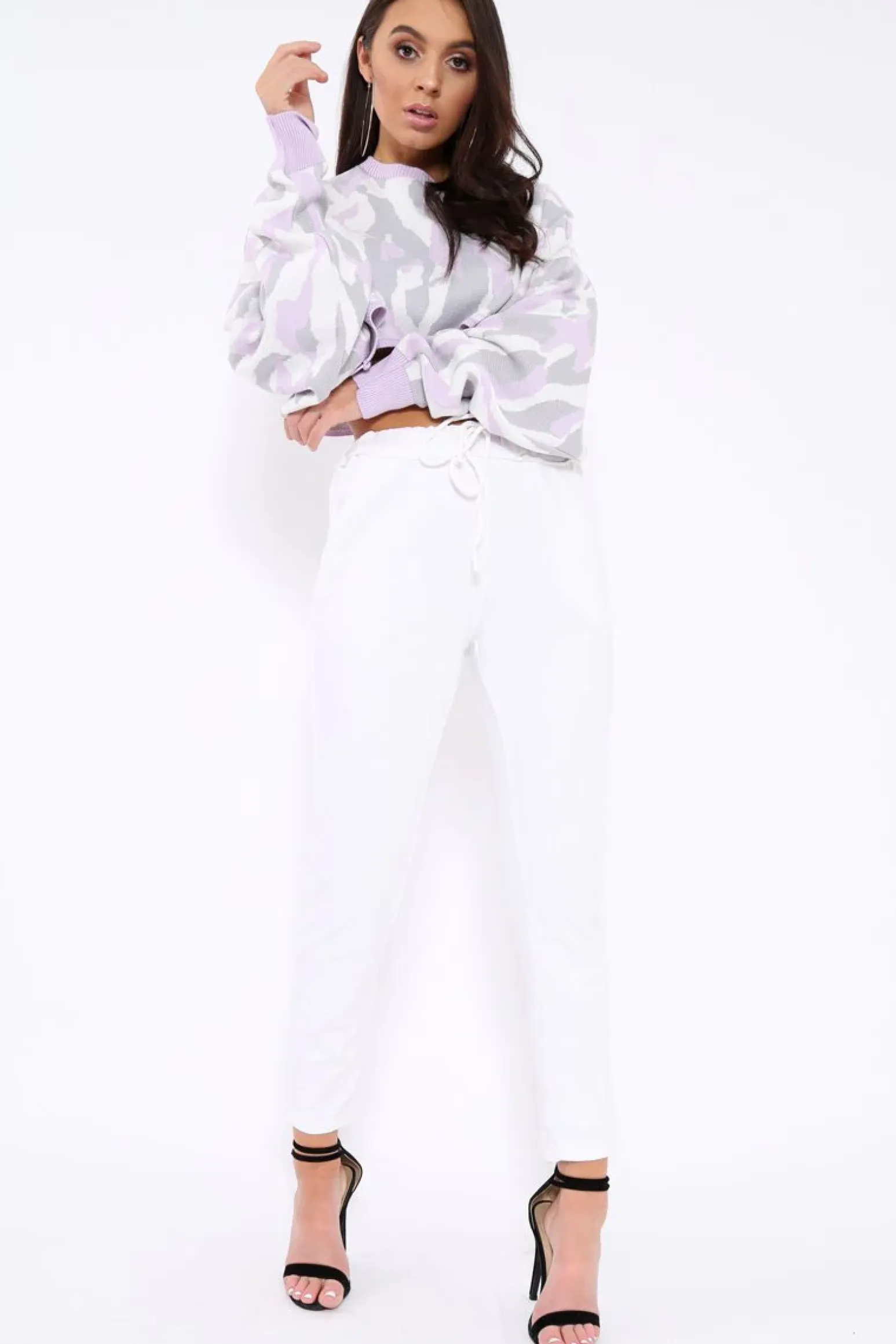 Rebellious Fashion Lilac Cropped Batwing Camo Jumper - Lizy