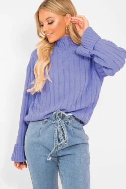 Rebellious Fashion Lilac Knit High Neck Jumper - Jaelynn