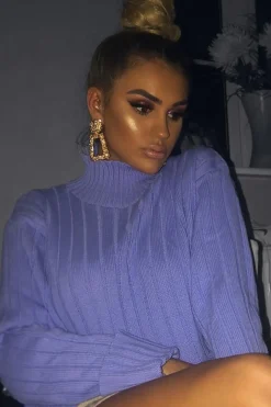 Rebellious Fashion Lilac Knit High Neck Jumper - Jaelynn