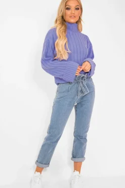 Rebellious Fashion Lilac Knit High Neck Jumper - Jaelynn