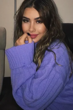 Rebellious Fashion Lilac Knit High Neck Jumper - Jaelynn