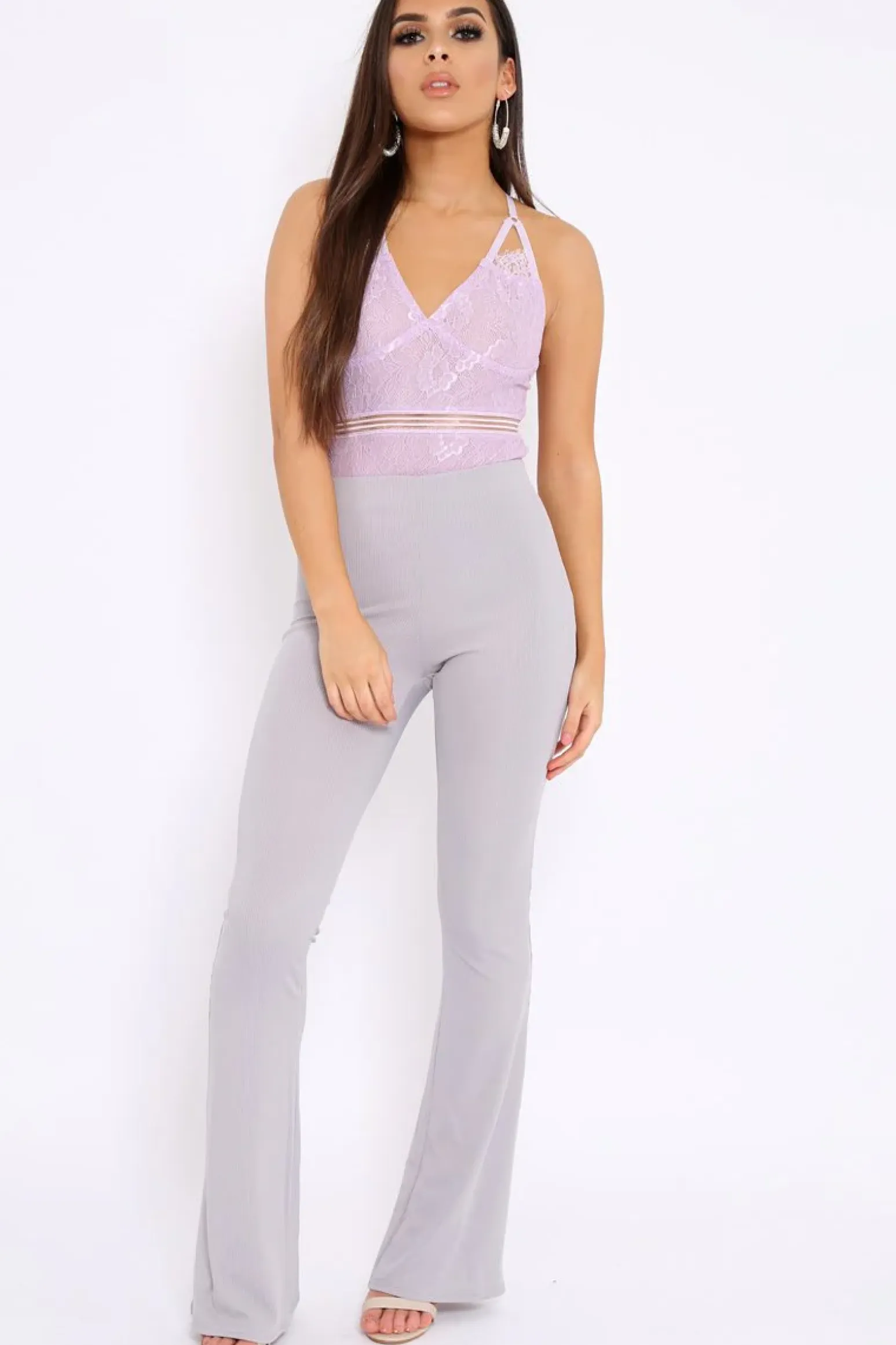 Rebellious Fashion Lilac Lace Open Back Bodysuit - Naomie