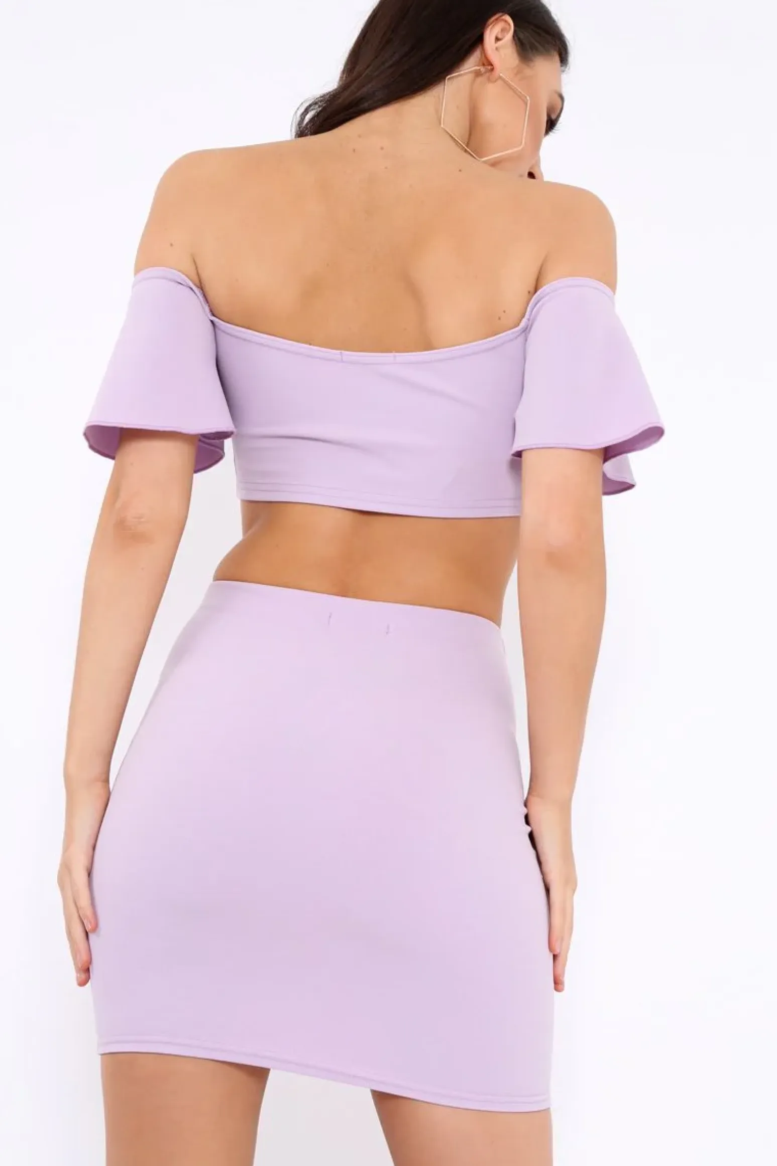 Rebellious Fashion Lilac Lace Up Crop Top And Skirt Co-ord - Pixie