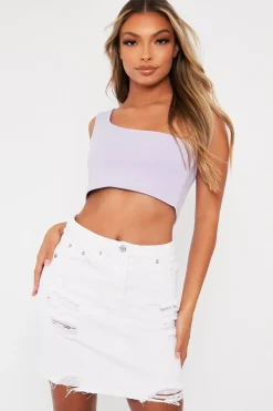 Rebellious Fashion Lilac One Shouldered Crop Top - Kamri