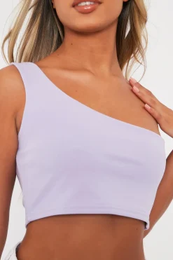 Rebellious Fashion Lilac One Shouldered Crop Top - Kamri