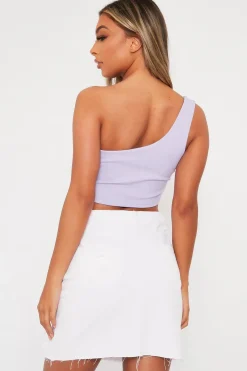 Rebellious Fashion Lilac One Shouldered Crop Top - Kamri