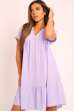 Rebellious Fashion Lilac Plunge Smock Dress - Cambriella