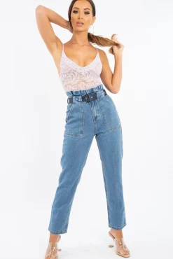 Rebellious Fashion Lilac Plunge V Front Lace Bodysuit - Tiah