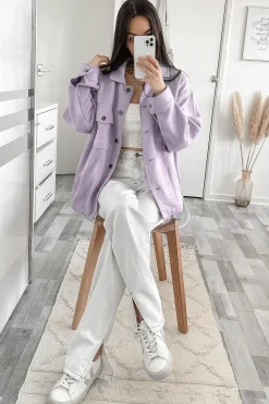 Rebellious Fashion Lilac Pocket Oversized Brushed Shacket - Caley