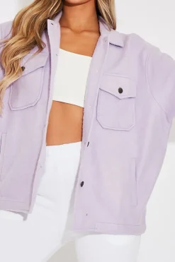 Rebellious Fashion Lilac Pocket Oversized Brushed Shacket - Caley