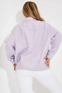 Rebellious Fashion Lilac Pocket Oversized Brushed Shacket - Caley