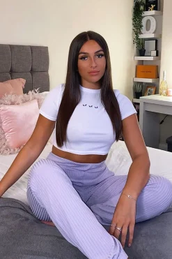 Rebellious Fashion Lilac Ribbed Cuffed Trousers - Scarletta