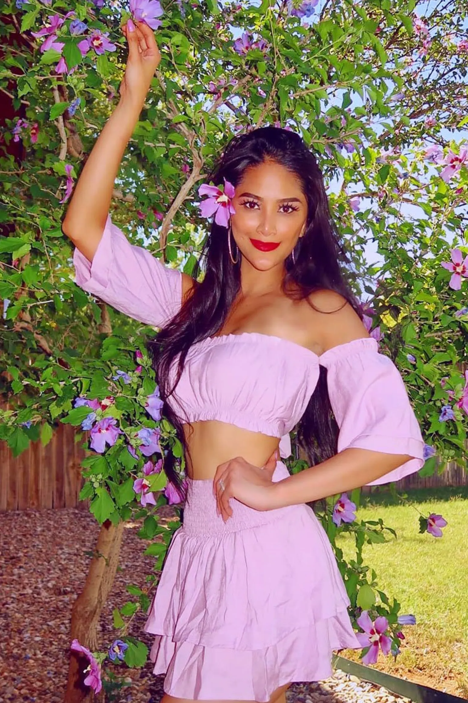 Rebellious Fashion Lilac Ruffle Bardot Crop Top And Skirt Co-ord - Aamora