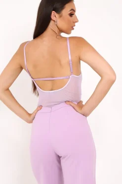Rebellious Fashion Lilac Sheer Lace Bodysuit - Katia
