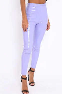 Rebellious Fashion Lilac Shiny Vinyl PU Leggings - Rio