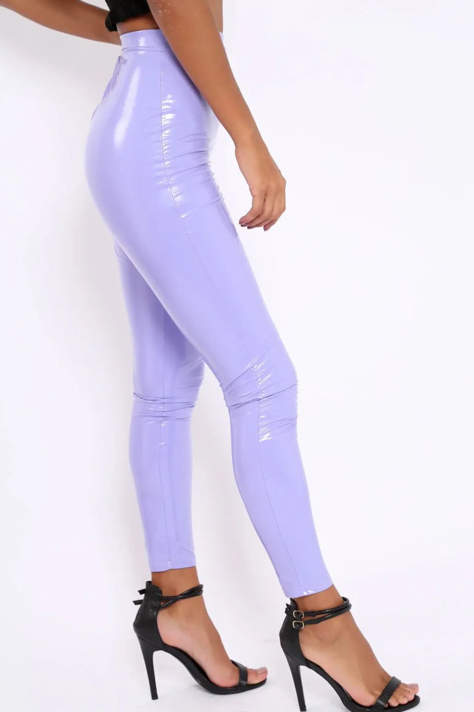 Rebellious Fashion Lilac Shiny Vinyl PU Leggings - Rio