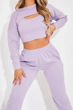 Rebellious Fashion Lilac Top + Joggers 3 Piece Co-ord - Julie