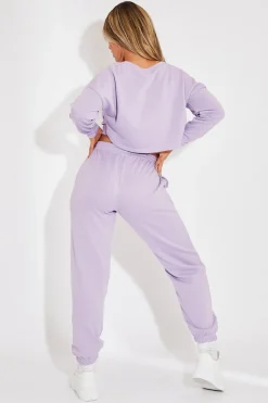 Rebellious Fashion Lilac Top + Joggers 3 Piece Co-ord - Julie