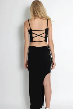 Rebellious Fashion Lilly Black Asymmetric Two Piece