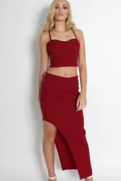 Rebellious Fashion Lilly Wine Asymmetric Two Piece