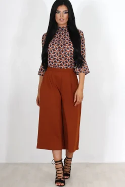 Rebellious Fashion Lima Rust Culotte Trousers