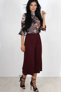 Rebellious Fashion Lima Wine Culotte Trousers