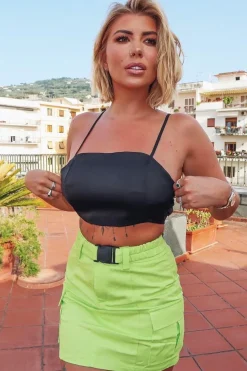 Rebellious Fashion Lime Buckle Belted Utility Skirt - Fallyn