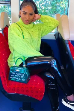 Rebellious Fashion Lime Chunky Knit Jumper Dress - Maci