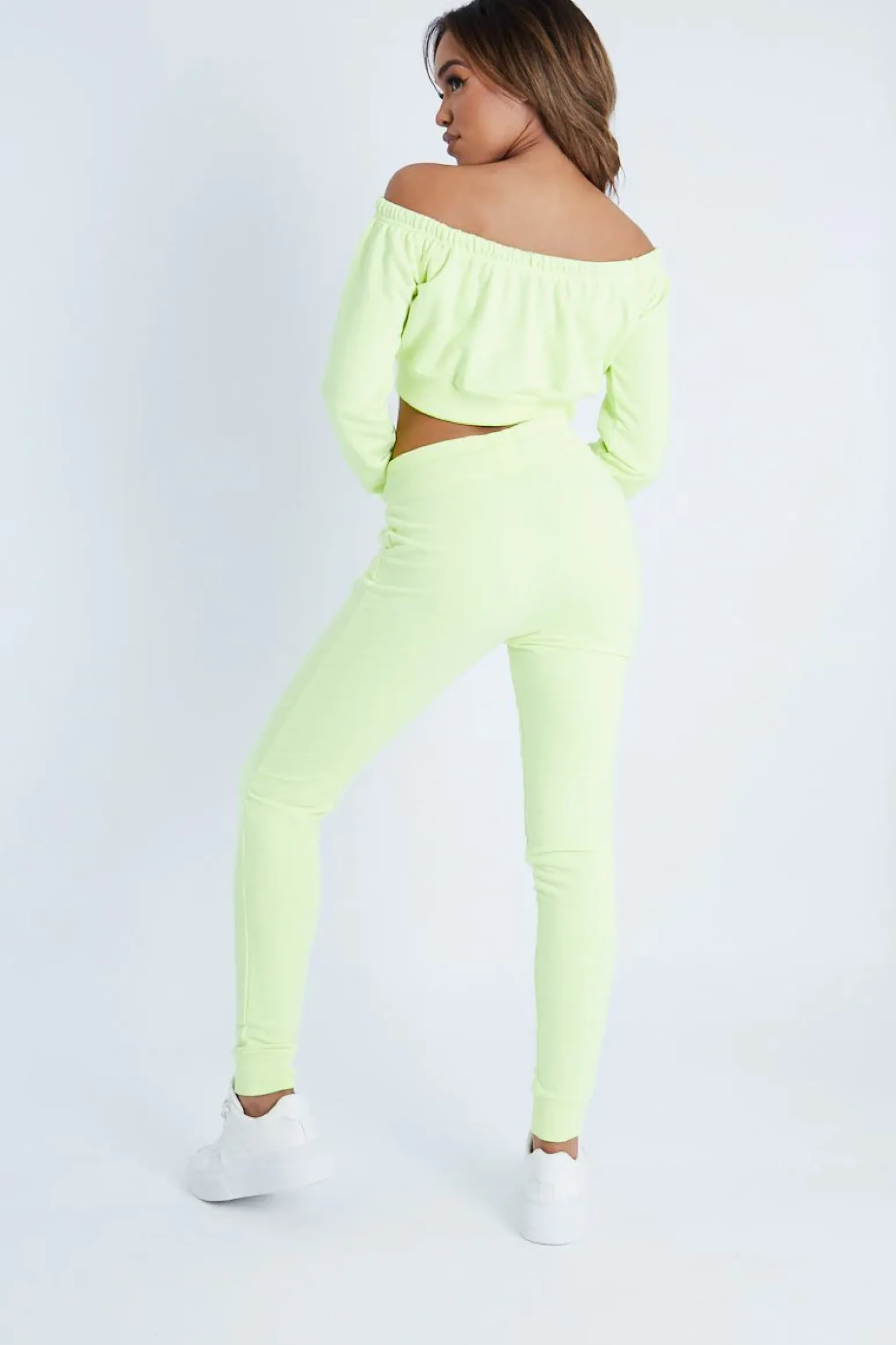 Rebellious Fashion Lime Drawstring Crop Top and & Joggers Set - Giavana