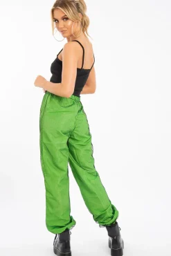 Rebellious Fashion Lime Fishnet Cuffed Joggers - Ryia