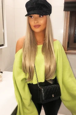 Rebellious Fashion Lime Green Cropped Batwing Jumper - Carmin
