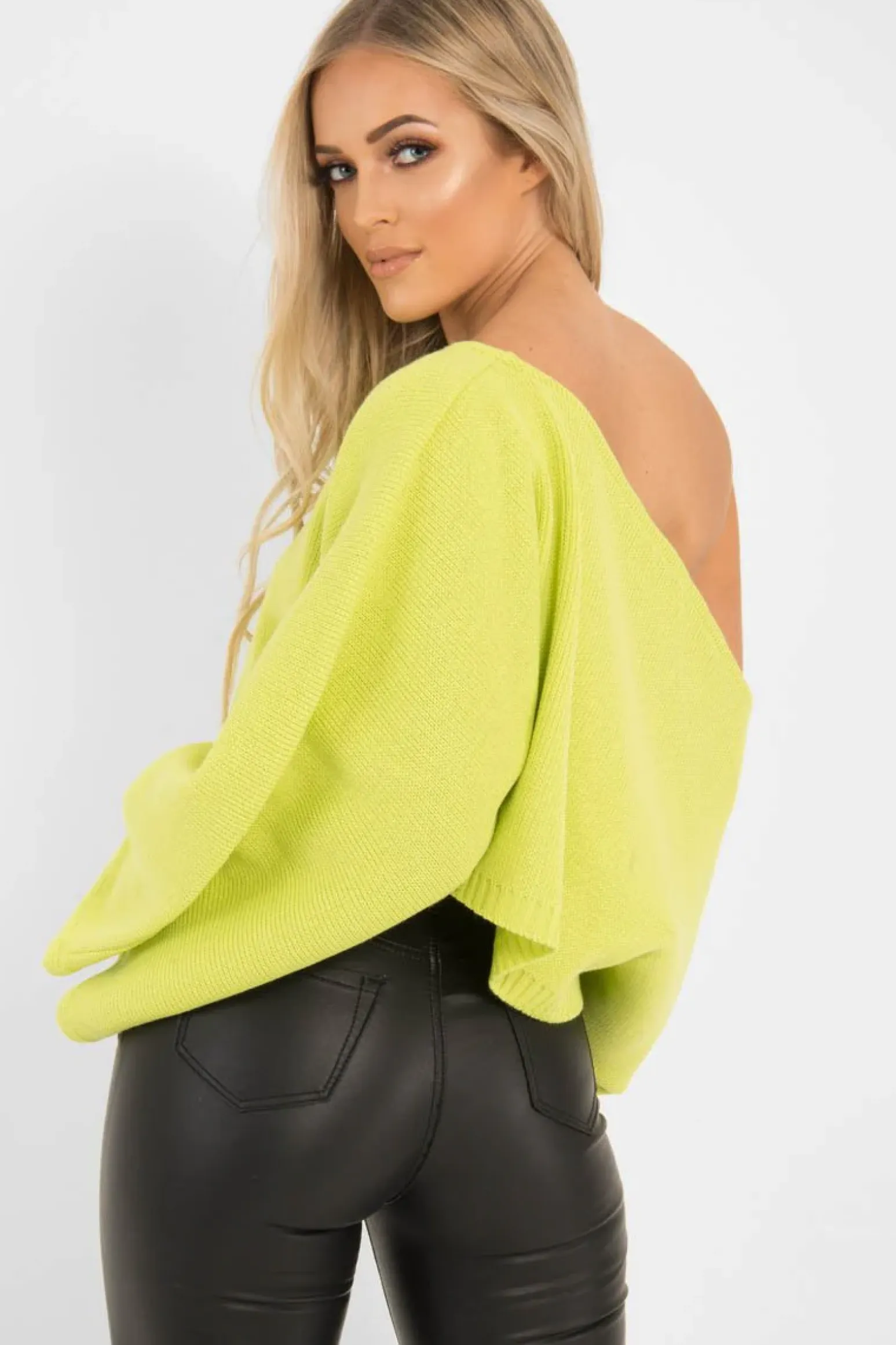 Rebellious Fashion Lime Green Cropped Batwing Jumper - Carmin