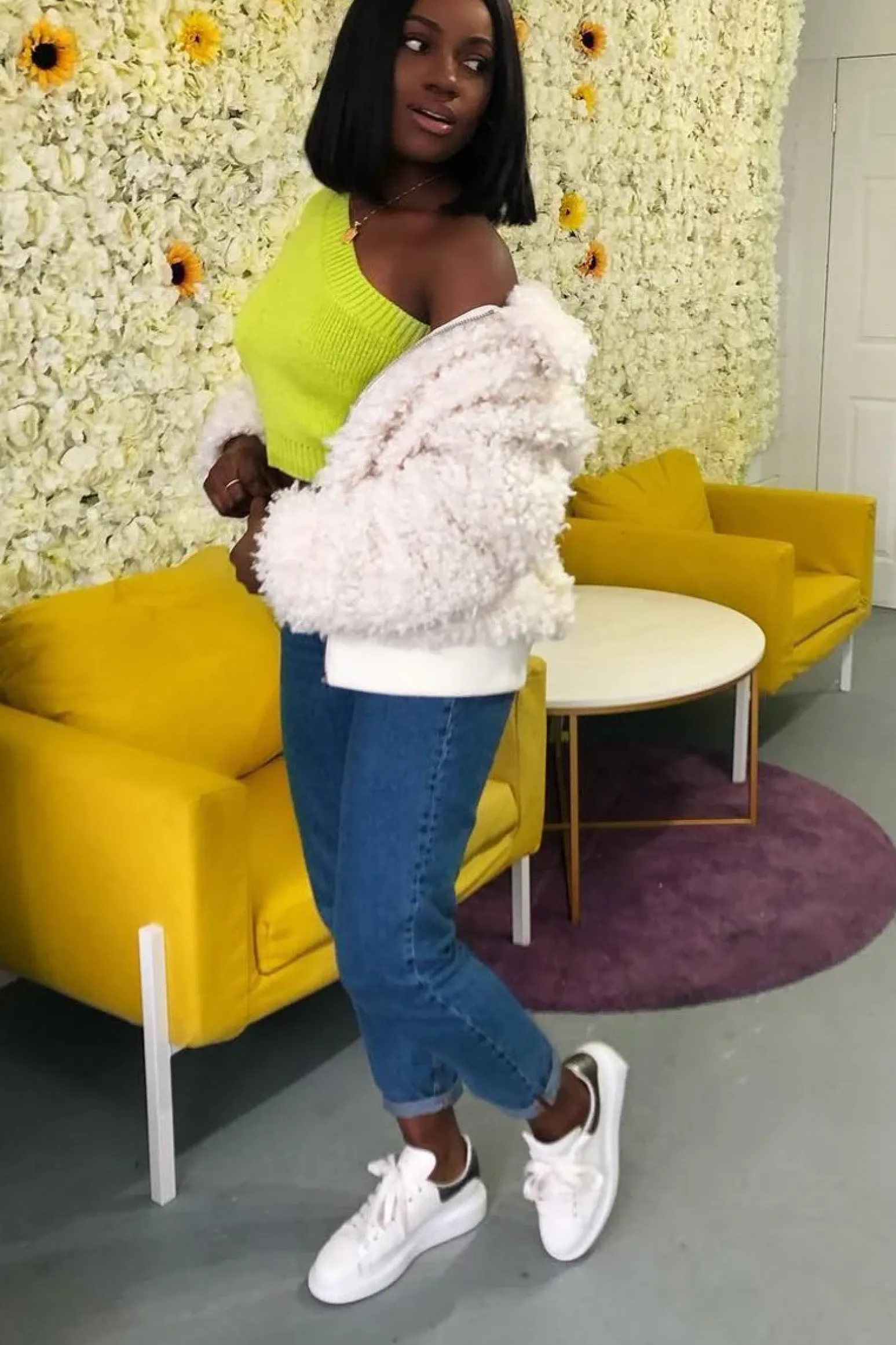 Rebellious Fashion Lime Green Knitted One Shoulder Jumper - Jayleah