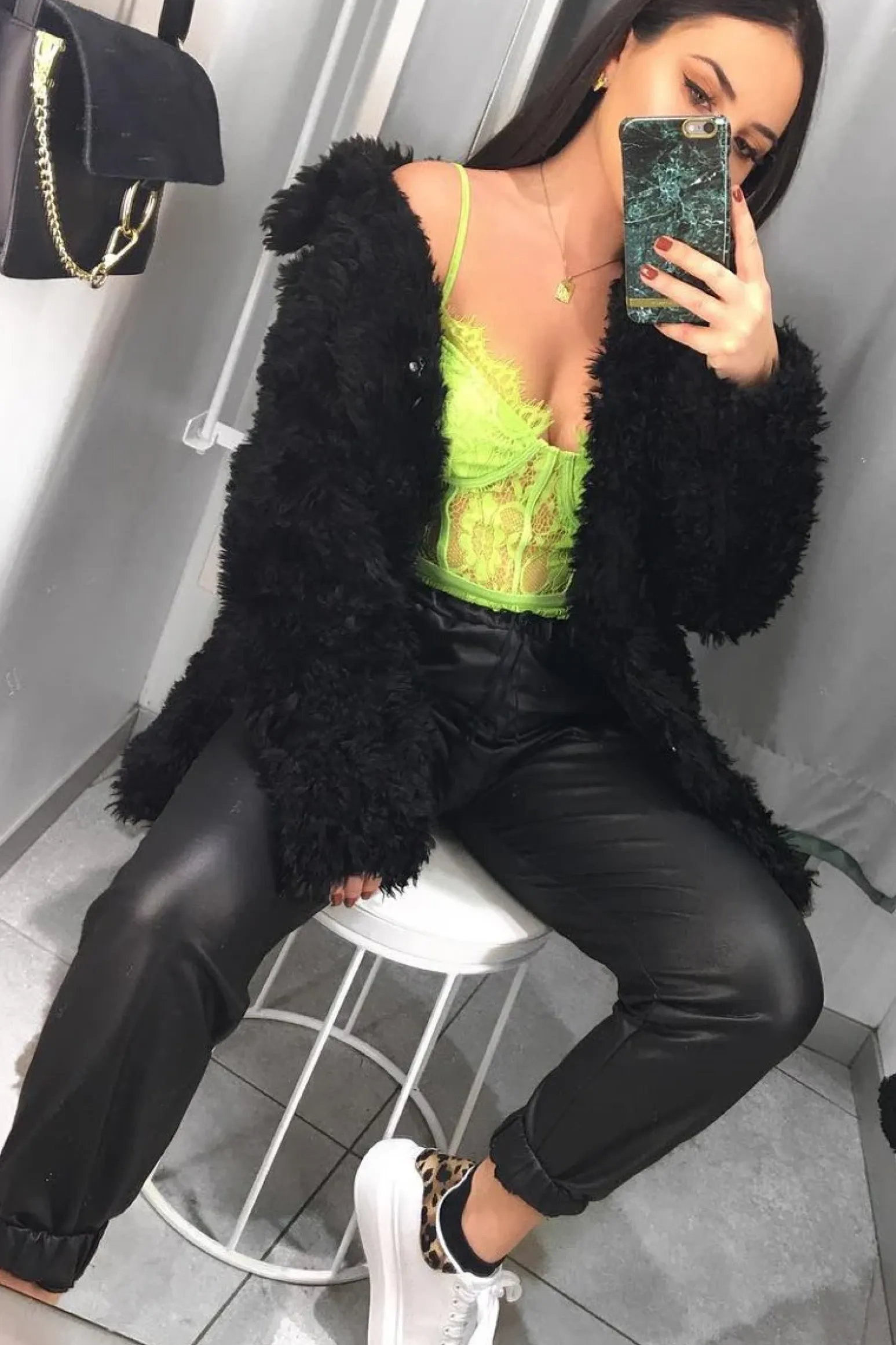 Rebellious Fashion Lime Green Lace Flower Bodysuit - Faylen