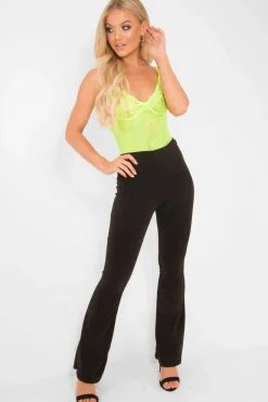Rebellious Fashion Lime Green Sheer Lace Bodysuit - Katia