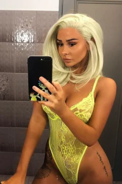 Rebellious Fashion Lime Green Sheer Lace Bodysuit - Katia