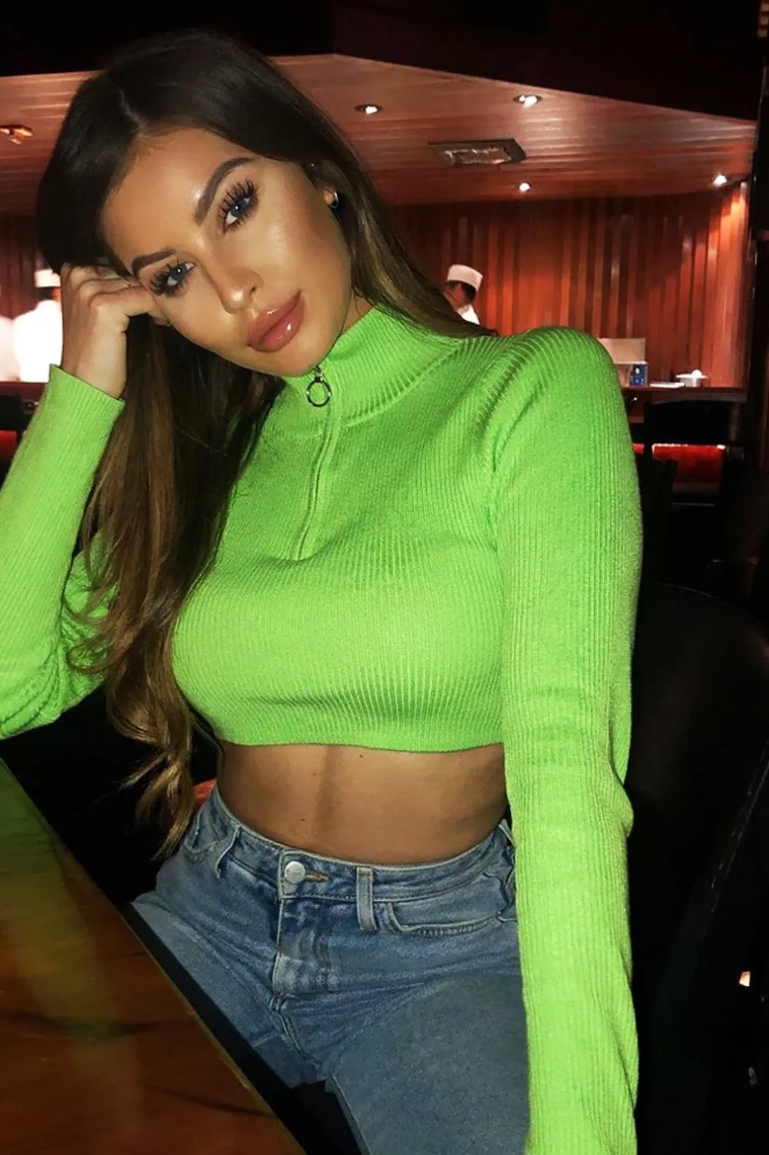 Rebellious Fashion Lime Half Zip Rib Crop Jumper - Elisea
