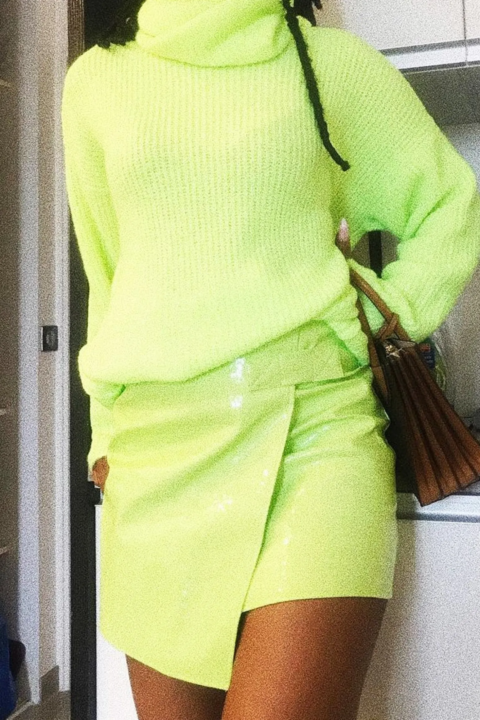 Rebellious Fashion Lime PU Faux Croc Wrap Over Skirt - Enessa