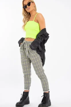Rebellious Fashion Lime Ribbed Frill Edge Crop Top - Zura
