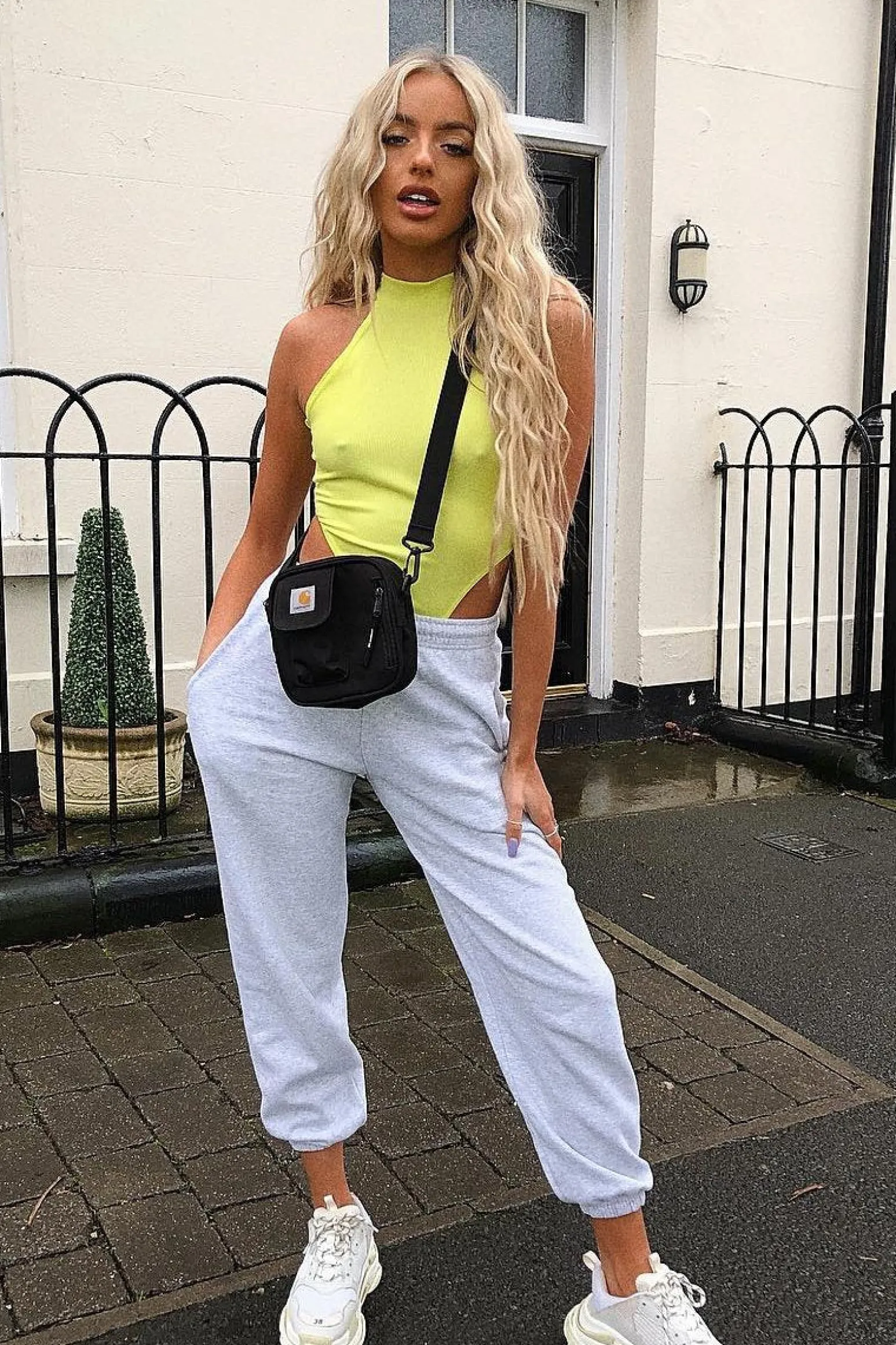 Rebellious Fashion Lime Ribbed High Neck Sleeveless Bodysuit - Electra