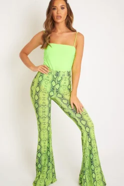Rebellious Fashion Lime Square Neck Slinky Bodysuit - Sadie