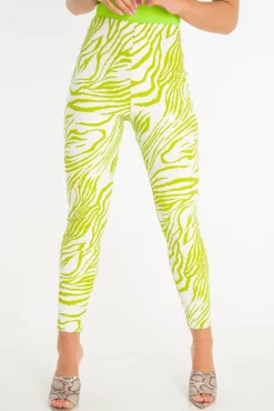 Rebellious Fashion Lime White Animal Print Faux Leather Leggings - Quinn
